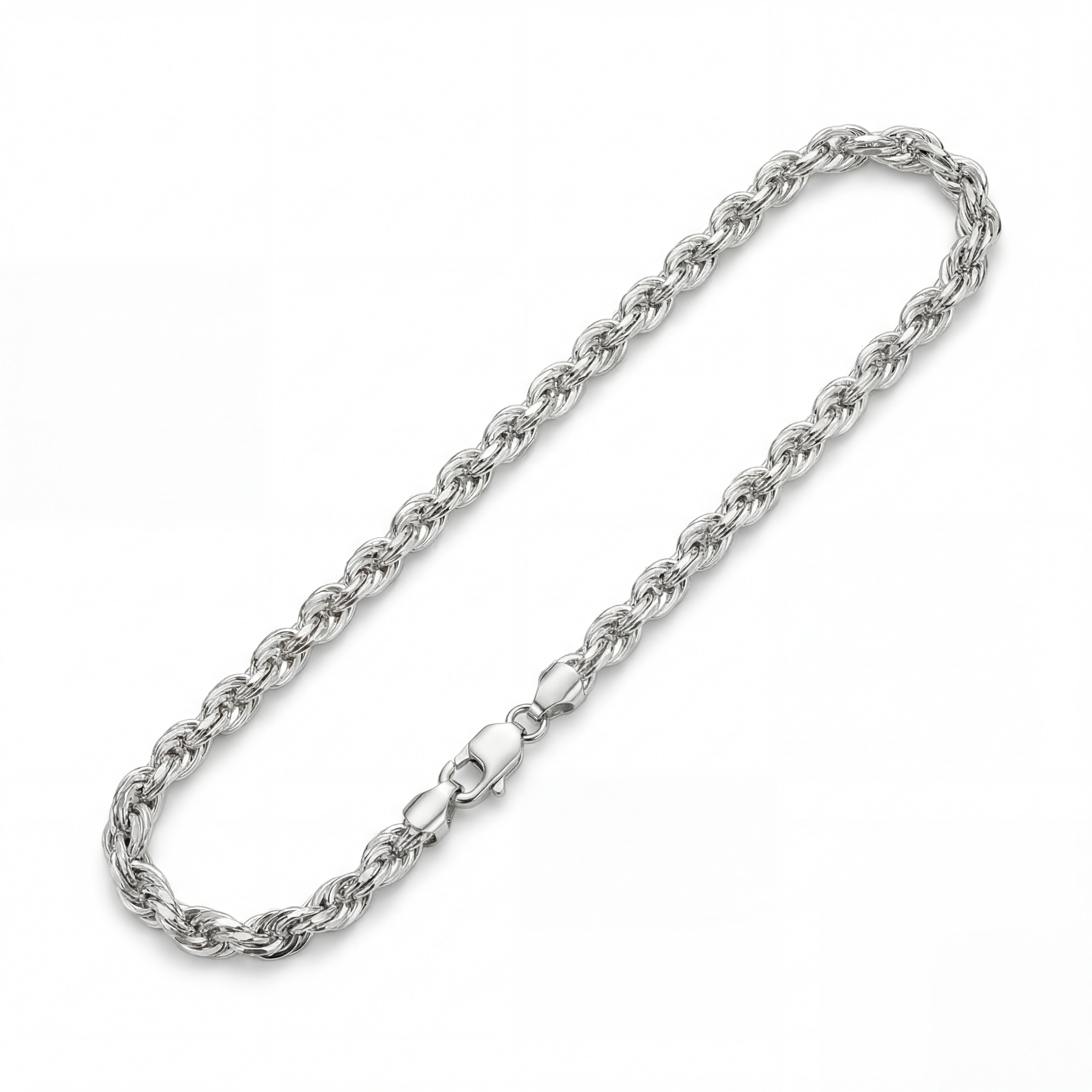 Silver Diamond Cut Rope Bracelet